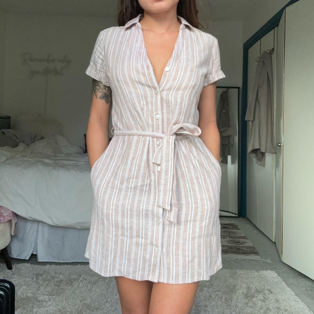 Abercrombie summer tie dress beige